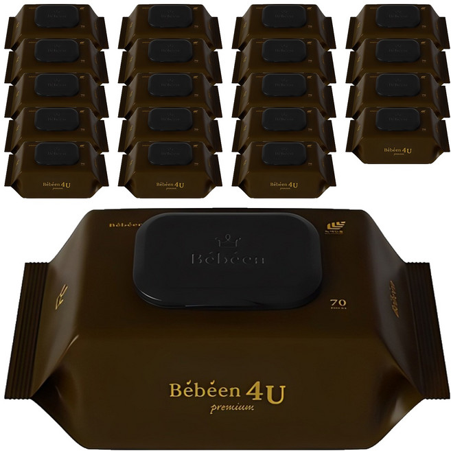 Bebeen 포유 프리미엄 유아물티슈 캡형, 75g, 70매, 20개