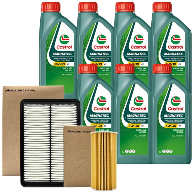 캐스트롤 마그네틱 엔진오일 1L x 7p + 필터세트, 1세트, 5w30