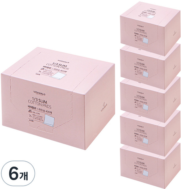 비타할로 1/3 촉촉슬림 화장솜, 400매입, 6개