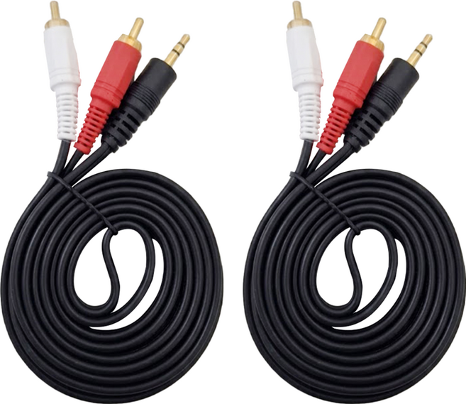 3.5mm轉2RCA一分二音源線 AUX轉RCA梅花頭電腦音箱連接線 1.5m, 2R-35, 2條