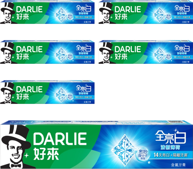 DARLIE 好來 全亮白牙膏 清新薄荷, 140g, 6條