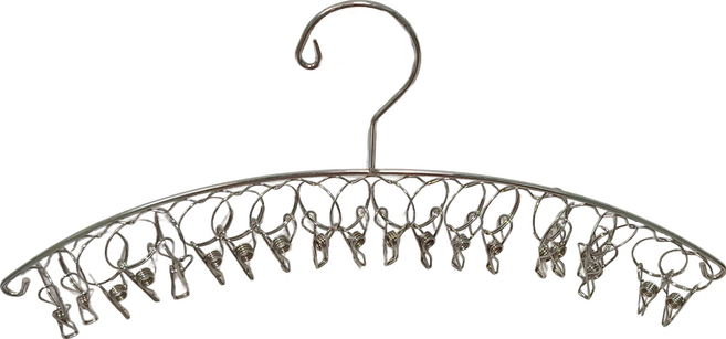 EDISH 壹滴水 弧形20夾晾襪架 3個, 銀色, 1組