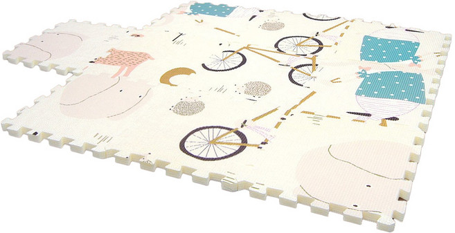 LOG 樂格 XPE 無毒巧拼墊10片組, 森林大象 白色, 1組