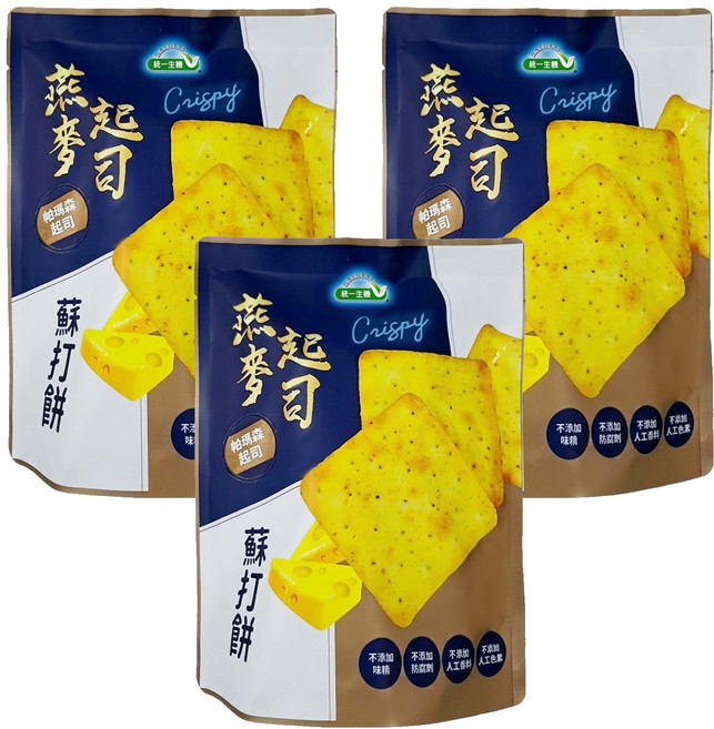 統一生機 燕麥起司蘇打餅 7入, 108g, 3袋