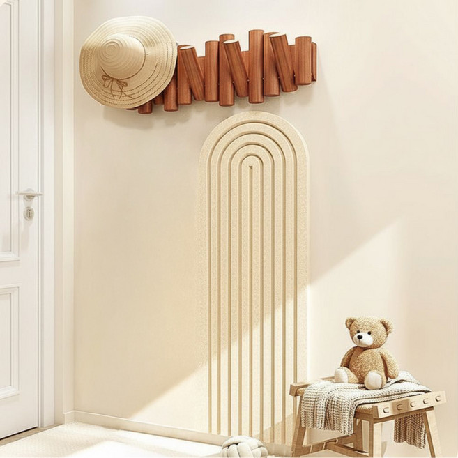 다마온 벽보호 인테리어 펠트 벽스티커, 베이지