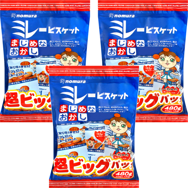 nomura 野村美樂 超大美樂圓餅 16包, 480g, 3袋