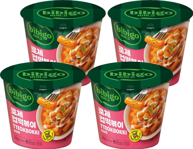 CJ bibigo Rosé杯裝辣炒年糕, 4個, 108g