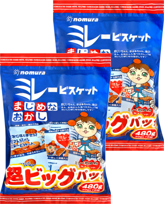 nomura 野村美樂 超大美樂圓餅 16包, 480g, 2袋