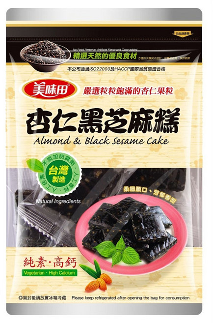 美味田 杏仁黑芝麻糕 純素高鈣, 300g, 1袋