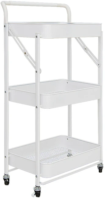 LIFE LANCE 折疊式 鐵製 移動式 推車 三層, 3層, 白色