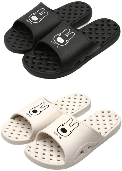 Gaspard et Lisa 卡斯柏和麗莎 造型排水浴室拖鞋 2雙, 黑色 + 白色, 1組