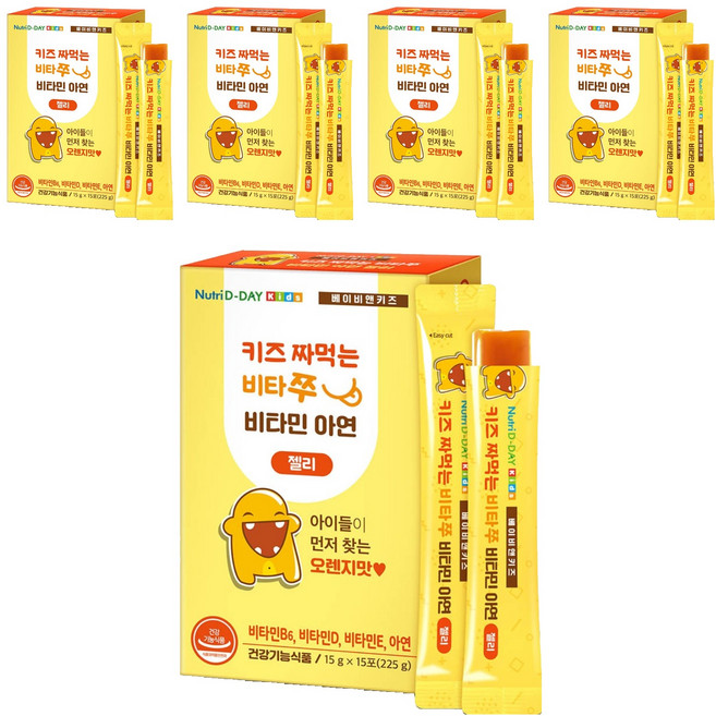 뉴트리디데이 키즈 짜먹는 비타쭈 비타민 아연 젤리 15p, 225g, 5개