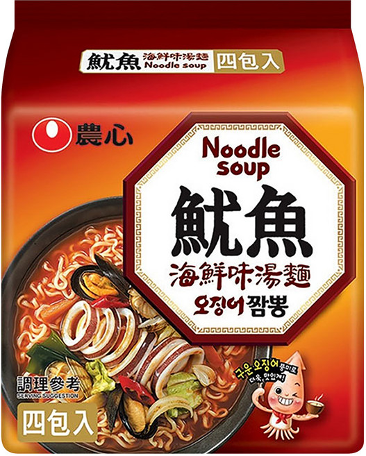 NONGSHIM 農心 魷魚海鮮味湯麵 124g, 4包