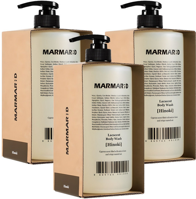 마르마르디 락센트 바디워시 히노끼향, 1L, 3개