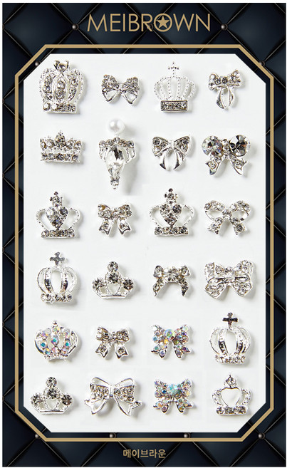 메이브라운 왕관 리본24 네일파츠 P012, 혼합색상, 1개