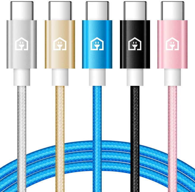 홈플래닛 패브릭 고속충전케이블 C타입, 1.5m, 혼합색상, 5개