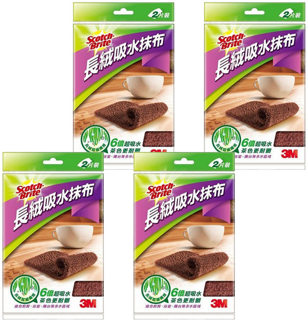3M Scotch-Brite 百利 長絨吸水抹布, 4包
