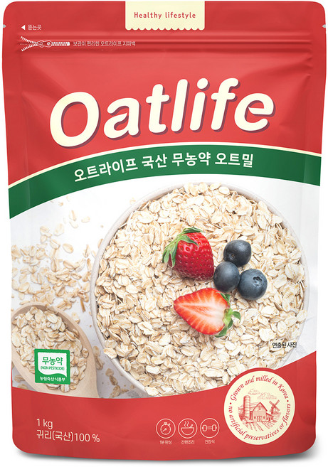 오트라이프 국산 무농약 오트밀, 1kg, 1개