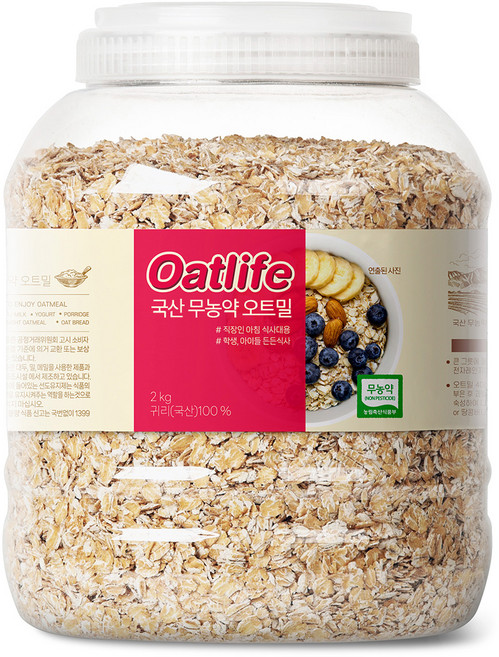 오트라이프 국산 무농약 오트밀, 2kg, 1개
