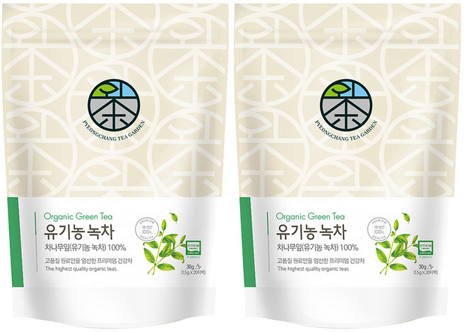 평창다원 유기농 작설 녹차 생분해티백, 1.5g, 20개입, 2개