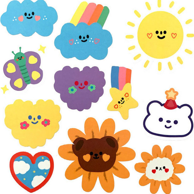 스팩트 팬시 다이어리 스티커, 구름태양, 1개