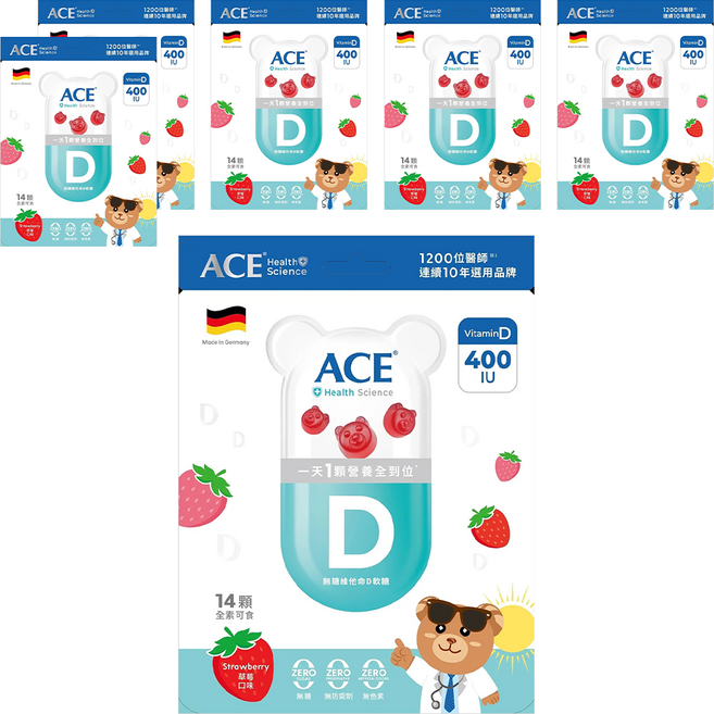 ACE SUPER KIDS 維他命D軟糖 全素, 2g, 14顆, 6包