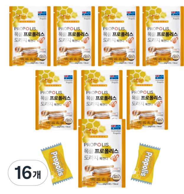에스엠바이오 목쿨 프로폴리스 도라지 목캔디 12p, 16개, 24g