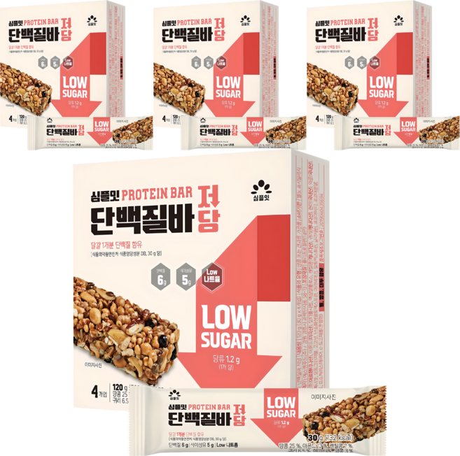SIMPLEAT 低糖蛋白質棒, 120g, 4個