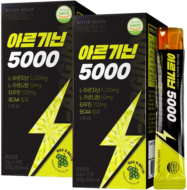 더존건강 배럴 헬스 아르기닌 5000 15p, 300g, 2개 - 쿠팡