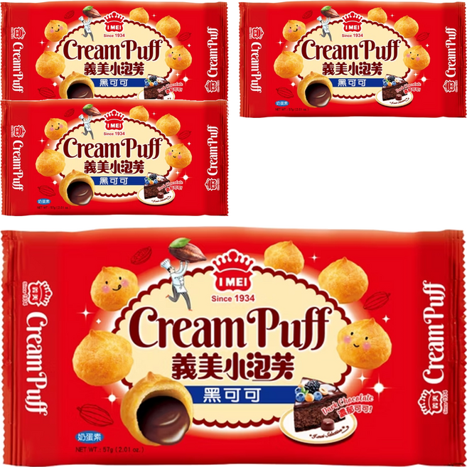 義美 小泡芙 黑可可, 57g, 4盒