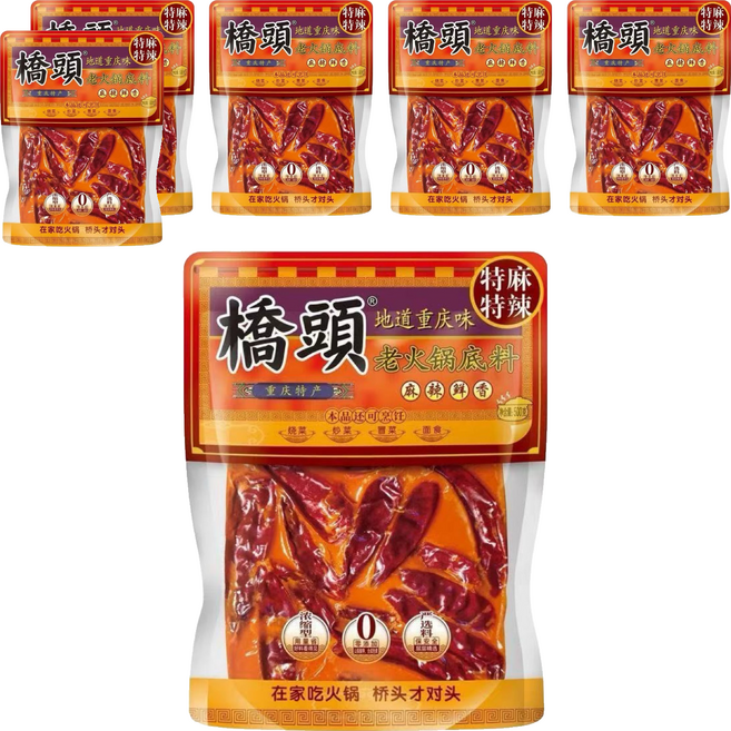 橋頭 特麻特辣老火鍋底料, 500g, 6包
