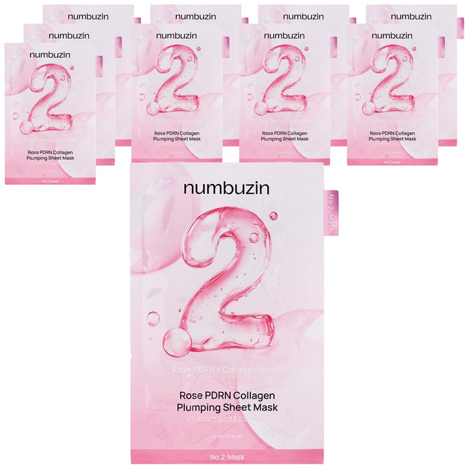 Numbuzin 2號 玫瑰 PDRN 膠原蛋白 豐盈面膜 33ml, 1入, 10個