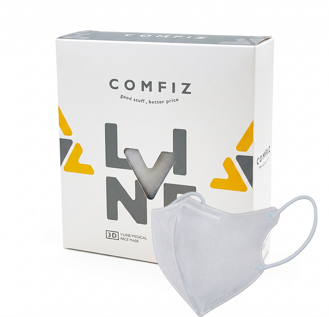 COMFIZ 康菲 成人立體V型醫療口罩, 青燕灰, 1套, 30片