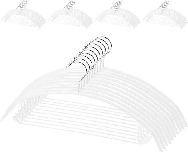 코멧 홈 어깨 뿔 방지 논슬립 옷걸이, 화이트, 50개