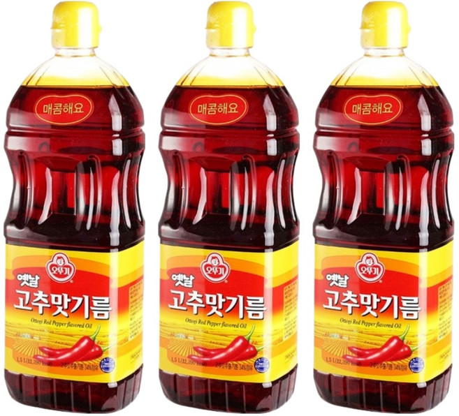 오뚜기옛날 고추맛기름, 1.5L, 3개