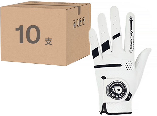 DDAM GOLF 男士 防滑高爾夫手套 左手用, 黑色 + 白色, 10支