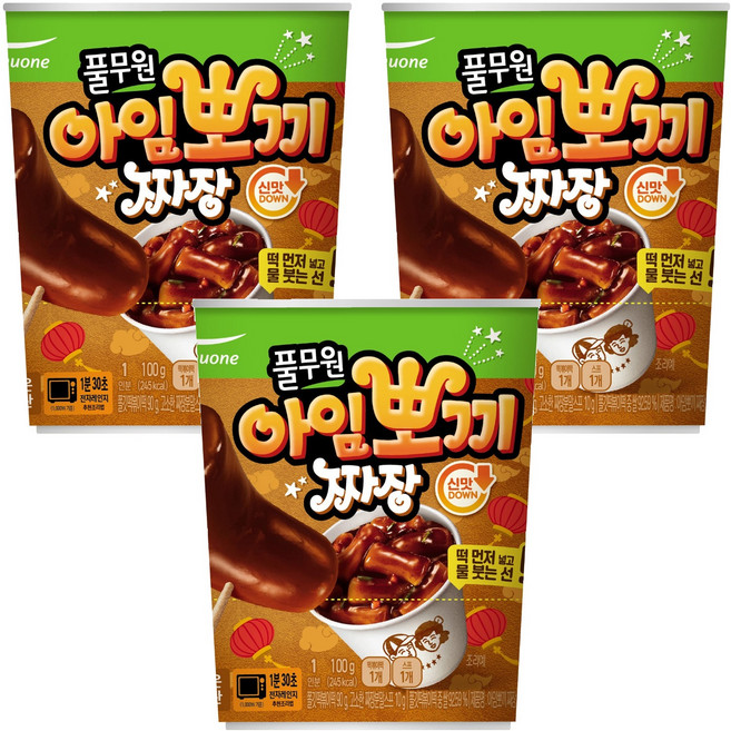 풀무원 아임뽀끼 짜장 떡볶이, 100g, 3세트