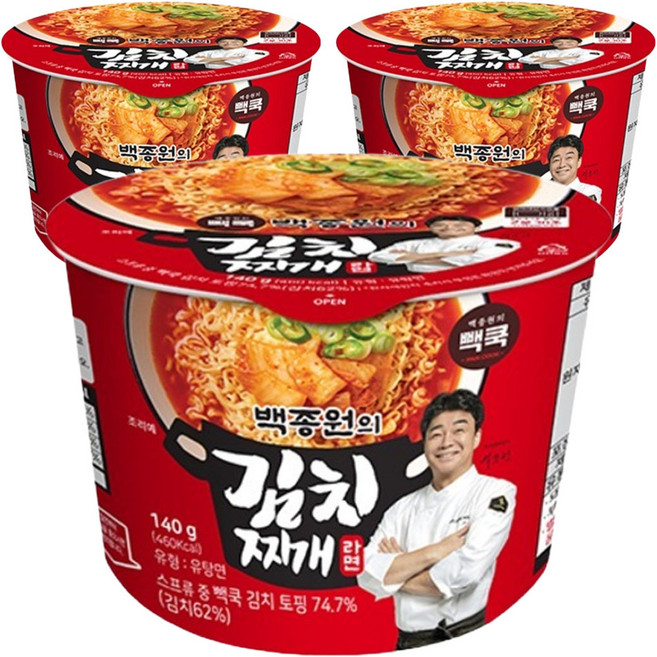 TBK 백종원의 김치찌개 라면 140g, 3개