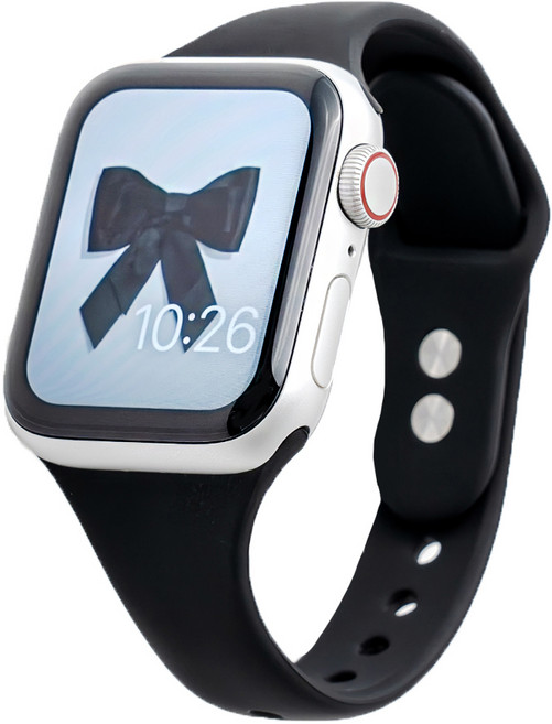 누아트 애플워치 호환 더블버클 슬림 실리콘 스트랩 밴드, 블랙, 1개