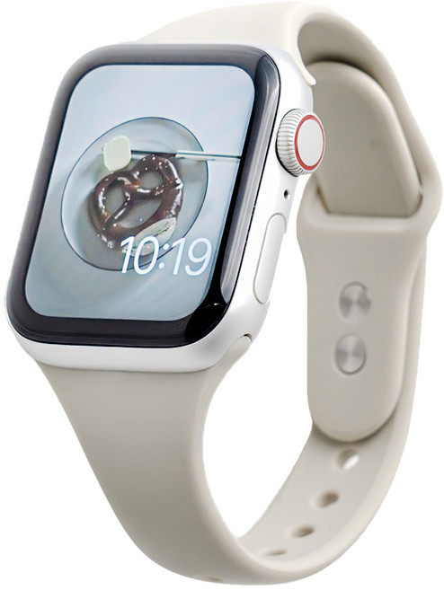 누아트 애플워치 호환 더블버클 슬림 실리콘 스트랩 밴드, 엔틱 화이트, 1개