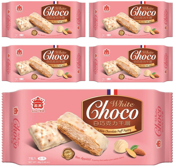 義美 千層派 白巧克力, 98g, 5袋