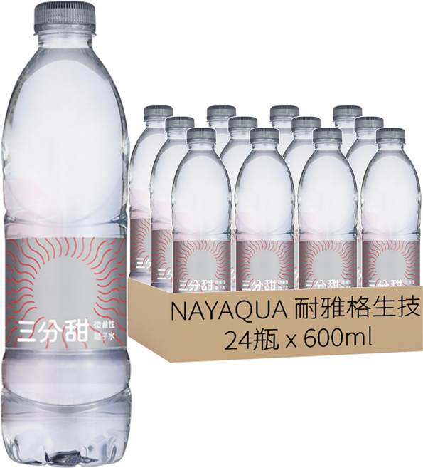 NAYAQUA 耐雅格生技 三分甜 PH7.5 微鹼性離子水, 600ml, 24瓶