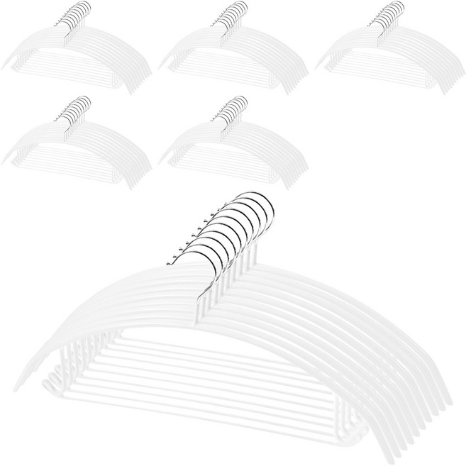 코멧 홈 어깨 뿔 방지 논슬립 옷걸이, 화이트, 60개