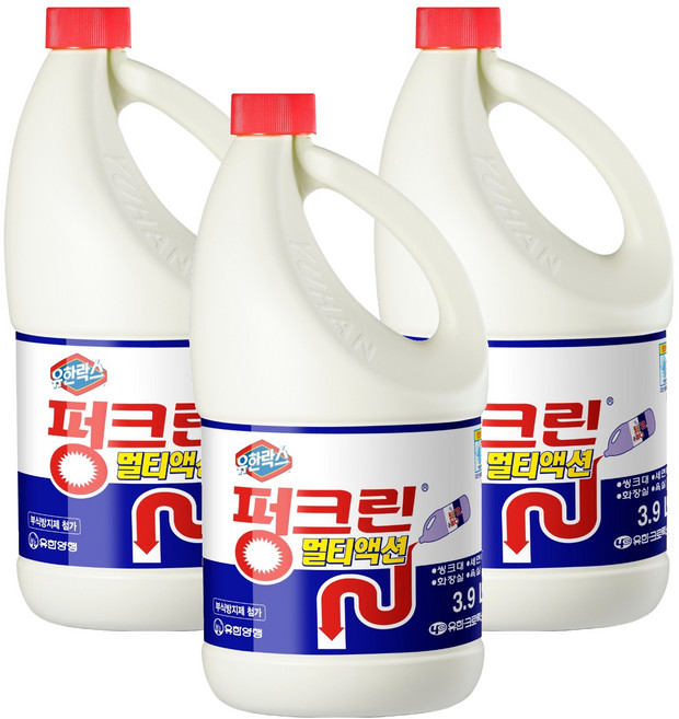 유한락스 펑크린 멀티액션 세정제 용기, 3.9L, 3개