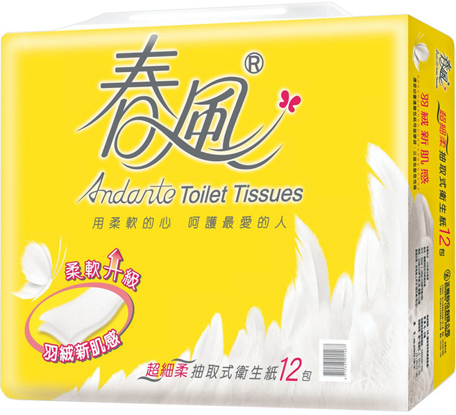 春風 超細柔抽取式衛生紙 2層 110張, 12包, 1袋