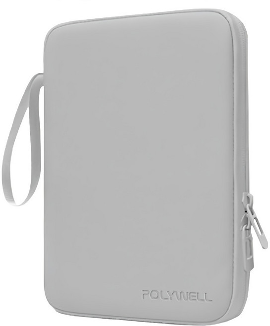 POLYWELL 寶利威爾 平板防撞防水收納包 緩衝泡綿內襯 PU材質防撥水 全開拉鍊 多種尺寸 適用iPad PW15-T65-0838, 灰色, 1個