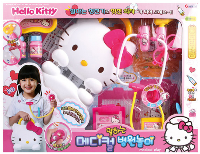 BUNNYLAND 造型手提盒醫護組, HELLO KITTY 白色 + 粉色, 1組