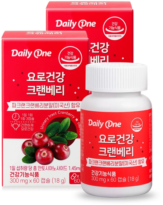 데일리원 요로건강 크랜베리, 60정, 2개 - 쿠팡