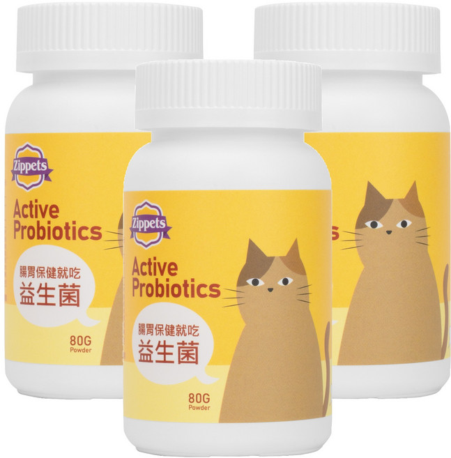Zippets 吉沛思 貓貓益生菌顆粒, 消化功能/胰臟/胃改善, 80g, 3罐