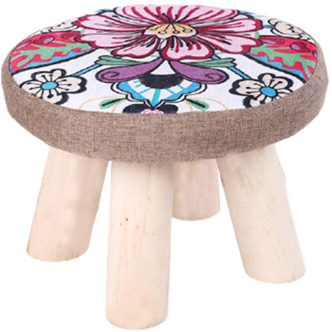 GUNU 미니 4다리 우드 의자 1p, 핑크플라워